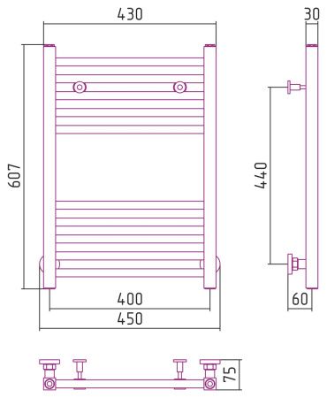 Полотенцесушитель водяной МОДУС 600х400 (Золото) Полотенцесушитель водяной МОДУС 600х400 (Золото)
