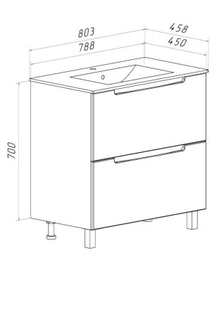 Тумба Runo Lina 80 напольная белая под умывальник 00-00002556 (Teffy 80) (00-00004643), артикул 00-00004643