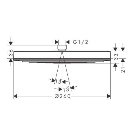 HANSGROHE PULSIFY Верхний душ Ø260 мм., EcoSmart, цвет хром/графит, артикул 24141000