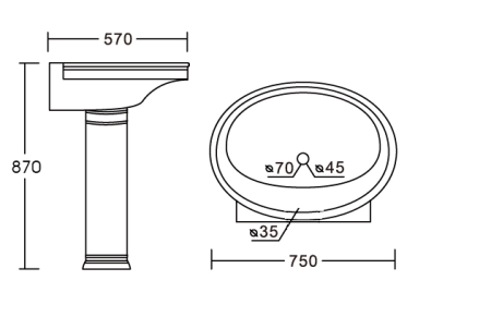 Умывальник CeramaLux 2061, артикул 