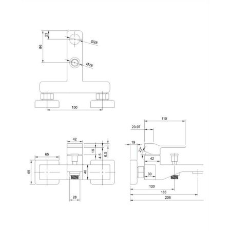 Смеситель для ванны OMNIRES SLIDE SL7730CR (хром), артикул SL7730CR