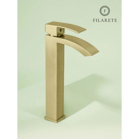 Смеситель для раковины высокий FILARETE Waterfall FL6010MG, матовое золото, артикул FL6010MG