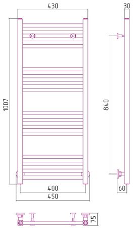 Полотенцесушитель водяной МОДУС 1000х400 (Матовое ЗОЛОТО)