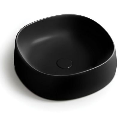 White Ceramic Jumper, накладная квадратная раковина 42x42x15h см, цвет черный матовый, артикул W072705