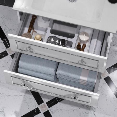 Тумба с раковиной Порто 80 Opadiris Белый/серебро, артикул 