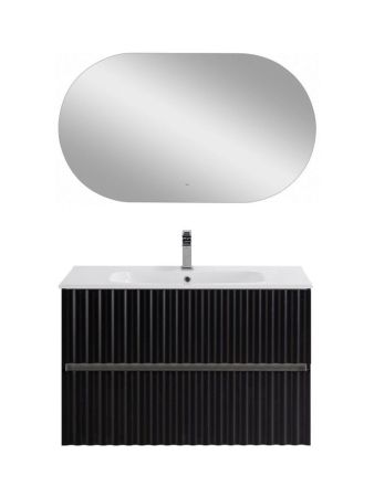 ELEGANT База под раковину подвесная с двумя выкатными ящиками, с LED подсветкой ручек. Чёрный матовый, 870x469x550 AM-ELEGANT-900-2C-SO-NM-LED, артикул AM-ELEGANT-900-2C-SO-NM-LED