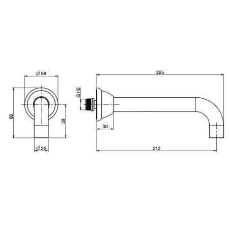 Fima Carlo Frattini Olivia Излив для ванны, настенный, 22см., цвет: золото, артикул F2156OR