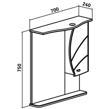 Зеркало со шкафом Runo Глория 70 4620750022396 с подсветкой Белое