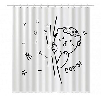 Шторка для ванны Fixsen Teddy Oops FX-2505 Белая Черная