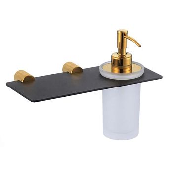 Дозатор для жидкого мыла с полочкой S-002131HB, черный/золото