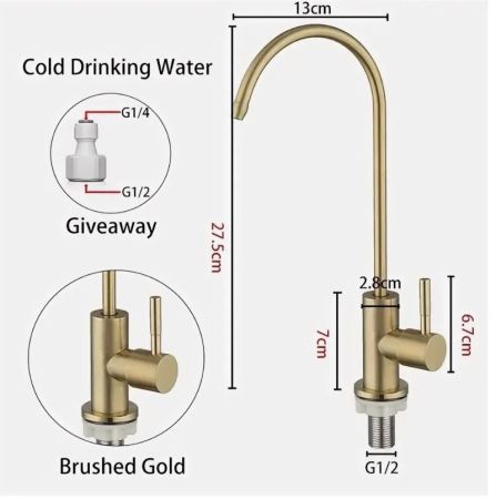 Кран для питьевой воды Fmark F-SL-C222, матовое золото