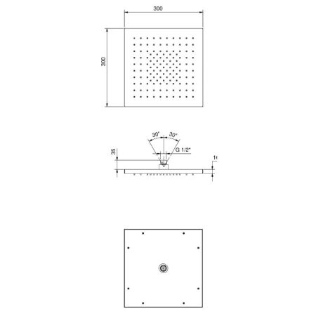 FANTINI Верхний душ 300х300 мм., цвет Matt British Gold PVD, артикул 79 P6 K053