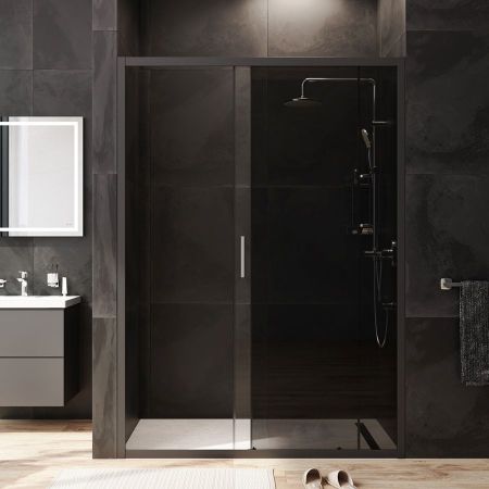 W90G-140-1-195BG Gem Solo Дверь душевая 140х195, стекло тонированное, профиль черный матовый, артикул W90G-140-1-195BG