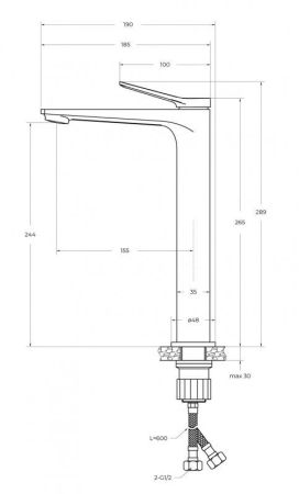 UNIQUE Смеситель для накладной раковины без донного клапана, хром UNIQUE-LMC-CRM-W0, артикул UNIQUE-LMC-CRM-W0