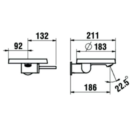 Laufen Kartell Смеситель для раковины настенный, на 1 отв, излив 186мм, цвет: хром, артикул 3.1133.7.004.120.1
