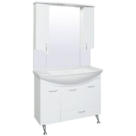 Зеркало со шкафом Runo Севилья 105 4620750021757 с подсветкой Белое