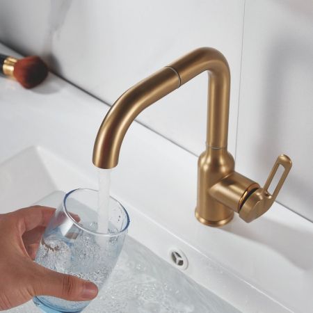 Смеситель для раковины Raffine F201G, золотой сатин