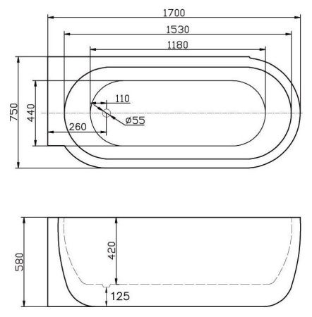 Акриловая ванна BelBagno BB11 170x75 L BB11-1700L Белая Акриловая ванна BelBagno BB11 170x75 L BB11-1700L Белая