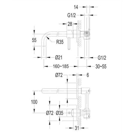 Смеситель для умывальника скрытого монтажа OMNIRES Y Y1215HGL (золото)