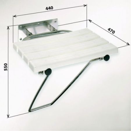 HELP Откидное сиденье для душа с опорной ножкой, глянец, артикул 301102181