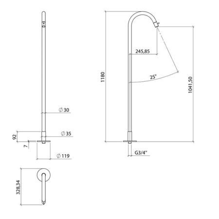 Agape Fez Излив для раковины, напольный, с регулировкой напора, высота: 118см, цвет: белый, артикул ARUB1460000Z