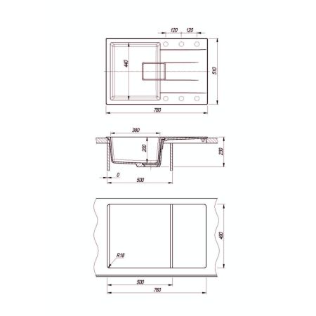 Кухонная мойка Florentina РИВЬЕРА 20.480.C0780.302, антрацит, артикул 20.480.C0780.302