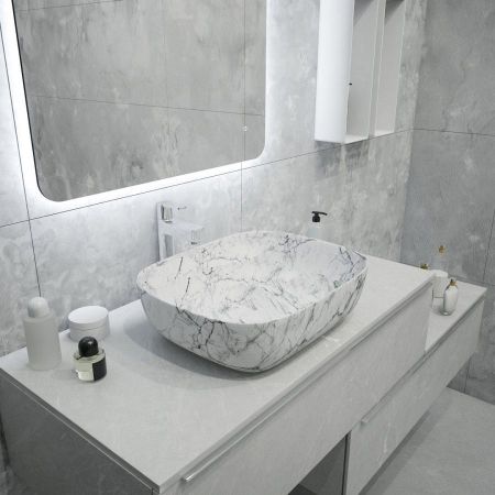 Раковина чаша Maretti FL13NS25-740MR, белый мрамор, артикул FL13NS25-740MR