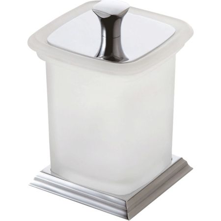 Стакан для зубных щеток Art&Max Zoe AM-G-6831DX с крышкой Хром Белый, артикул AM-G-6831DX