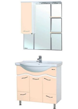 Зеркало со шкафом Bellezza Мари 75 R 4612912001226 с подсветкой Бежевое, артикул 4612912001226