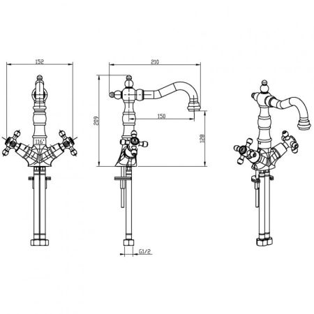 Смеситель для умывальника SATINE золото_Комплект, артикул 292-ST