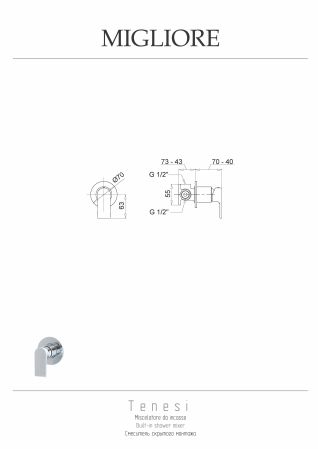 TENESI См-ль скрытого монтажа моноком., хром, артикул 25420