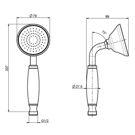 FIMA|Carlo Frattini Wellness Ручной душ из латуни, с белой керамической ручкой, цвет хром, артикул F2104CR