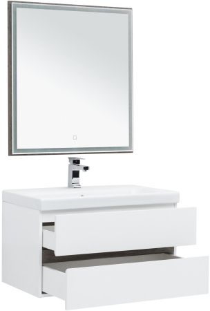 Мебель для ванной Aquanet Беркли 80 белый/дуб рошелье (зеркало дуб рошелье), артикул 00258969