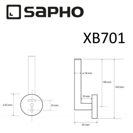 Держатель X-ROUND BLACK настенный, для запасного рулона туалетной бумаги, черный, Sapho, артикул XB701