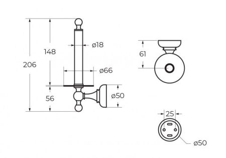 Держатель для туалетной бумаги вертикальный CEZARES APHRODITE-TH042, артикул APHRODITE-TH042-01-M
