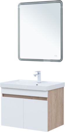 Тумба под раковину Aquanet Оптима 80 дуб светлый/белый сатин