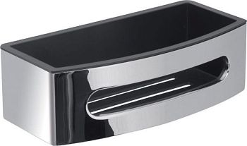 Gedy, решётка прямоугольная 1-уровневая c пластиковым вкладышем (24,2х11,7хh7,5), цвет хром - черный пластик