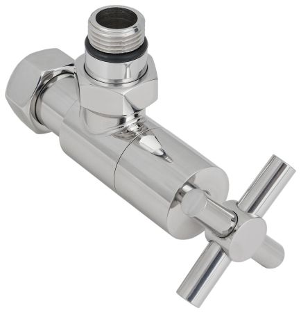 Вентиль, Сунержа, G 1/2" НР х G 3/4" НГ, угловой, крест, материал-нержавеющая сталь, цвет-чёрный матовый