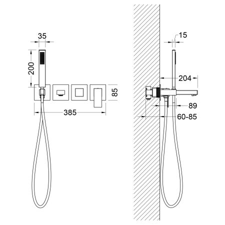 Смеситель встроенный для ванны с душем Timo Selene 2014/00YSM хром, артикул 2014/00YSM