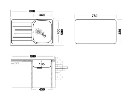 Кухонная мойка UKINOX Гранд GRL800.500 -GT8K 1R, 50*80, артикул GRL800.500 -GT8K 1R