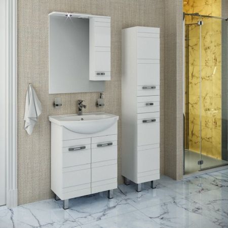 Зеркало со шкафом Runo Турин 65 4620750026691 с подсветкой Белое