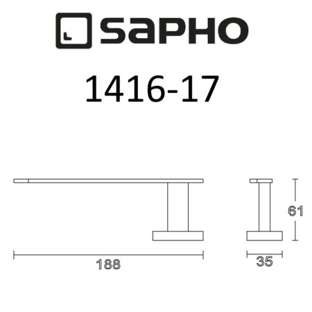Держатель APOLLO настенный для запасной туалетной бумаги, 188x35x61 мм, хром, Sapho, артикул 1416-17