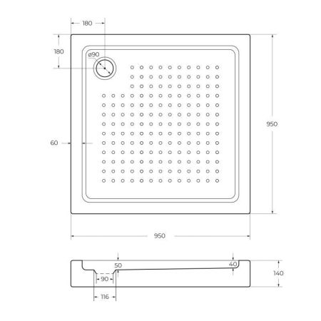 АКРИЛОВЫЙ ПОДДОН CEZARES TRAY-A-15-W, артикул TRAY-A-A-95-15-W