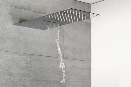 AQG, консольная душевая головка FLOWС2 50x25 см, 2 режима: дождь и каскад, цвет хром, артикул 19FLO0220С2F