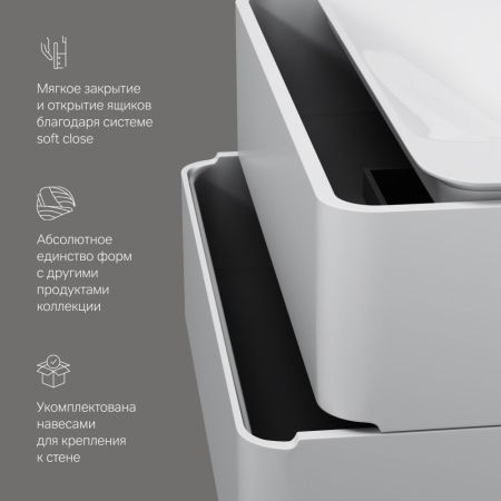 M30FHX1002WG Sensation, База под раковину, подвесная, 100 см, ящики, белый, глянцевая, шт, артикул M30FHX1002WG