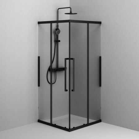W84G-403-9090-BТ Душевое ограждение Func Square Slide 90х90, черный, прозрачное
