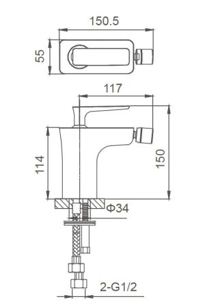 Смеситель для биде WONZON & WOGHAND SHARK, Хром (WW-485001-CR)