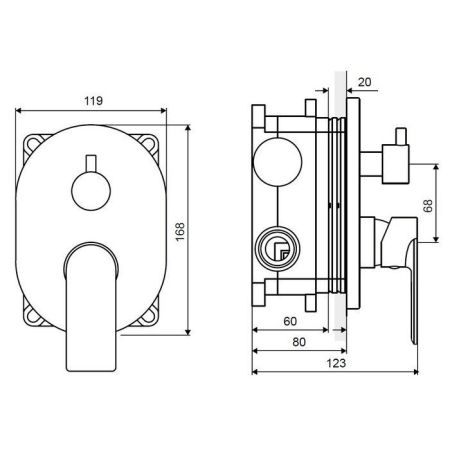 Смеситель для душа скрытого монтажа EXCELLENT Glad ARAC.1145CR (хром), артикул ARAC.1145CR