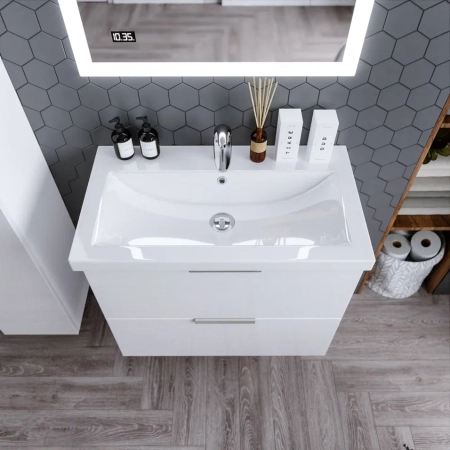 Тумба под раковину подвесная Бриклаер Хелена белый, 80 см, артикул 4627125416361