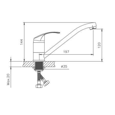 Смеситель для кухни Cron CN4915, хром